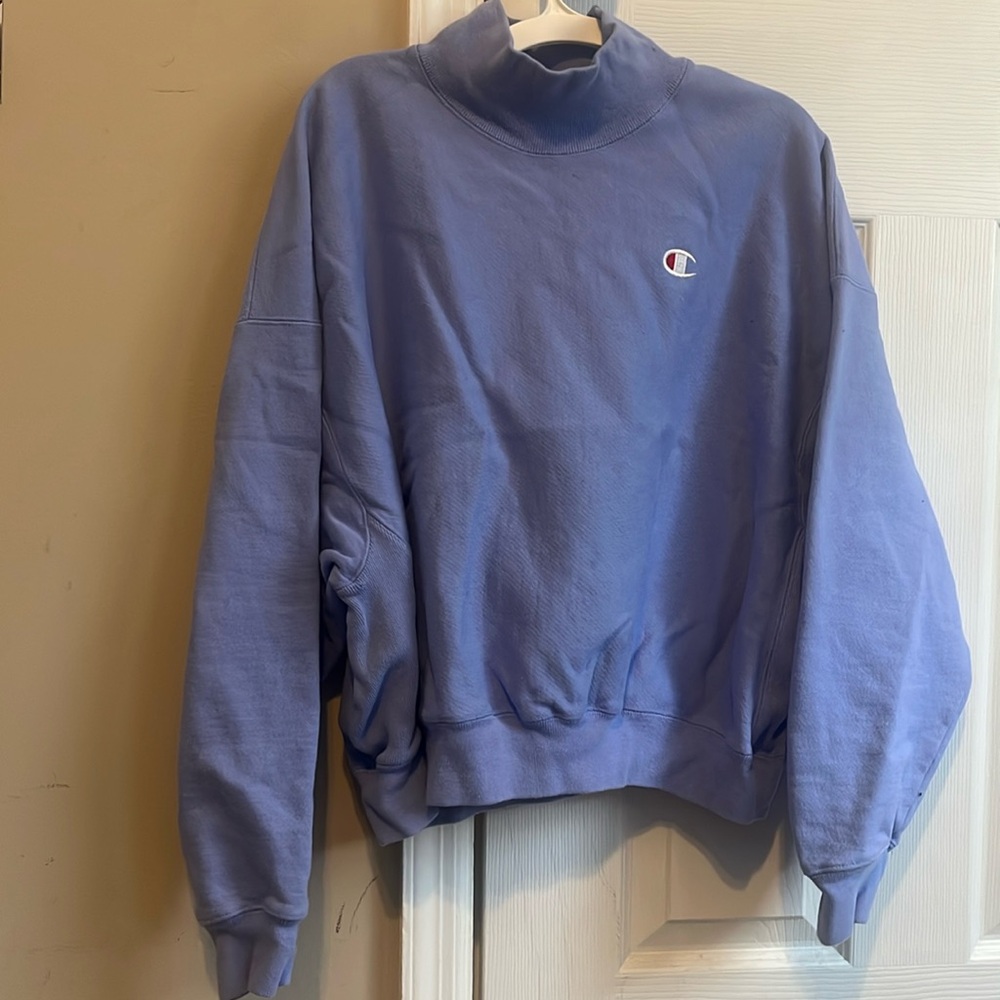 purple turtleneck sweatshirt